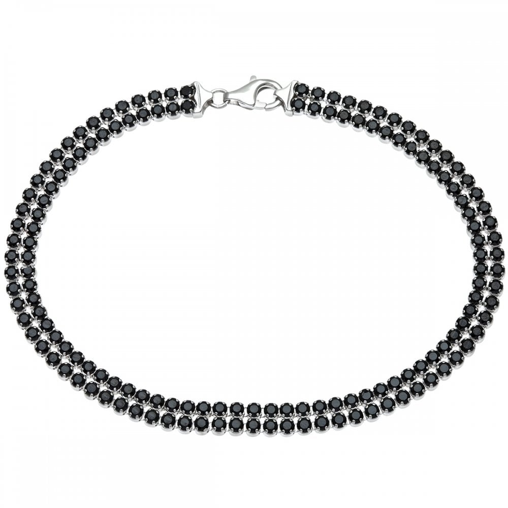 SPARKLD Silver Black Cubic Zirconia Tennis Bracelet