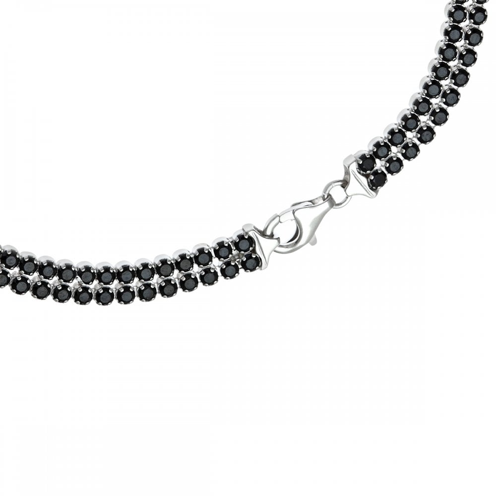 SPARKLD Silver Black Cubic Zirconia Tennis Bracelet