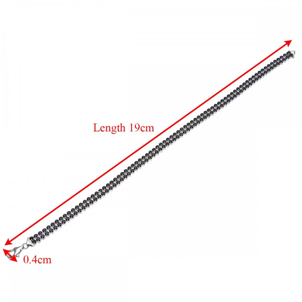 SPARKLD Silver Black Cubic Zirconia Tennis Bracelet