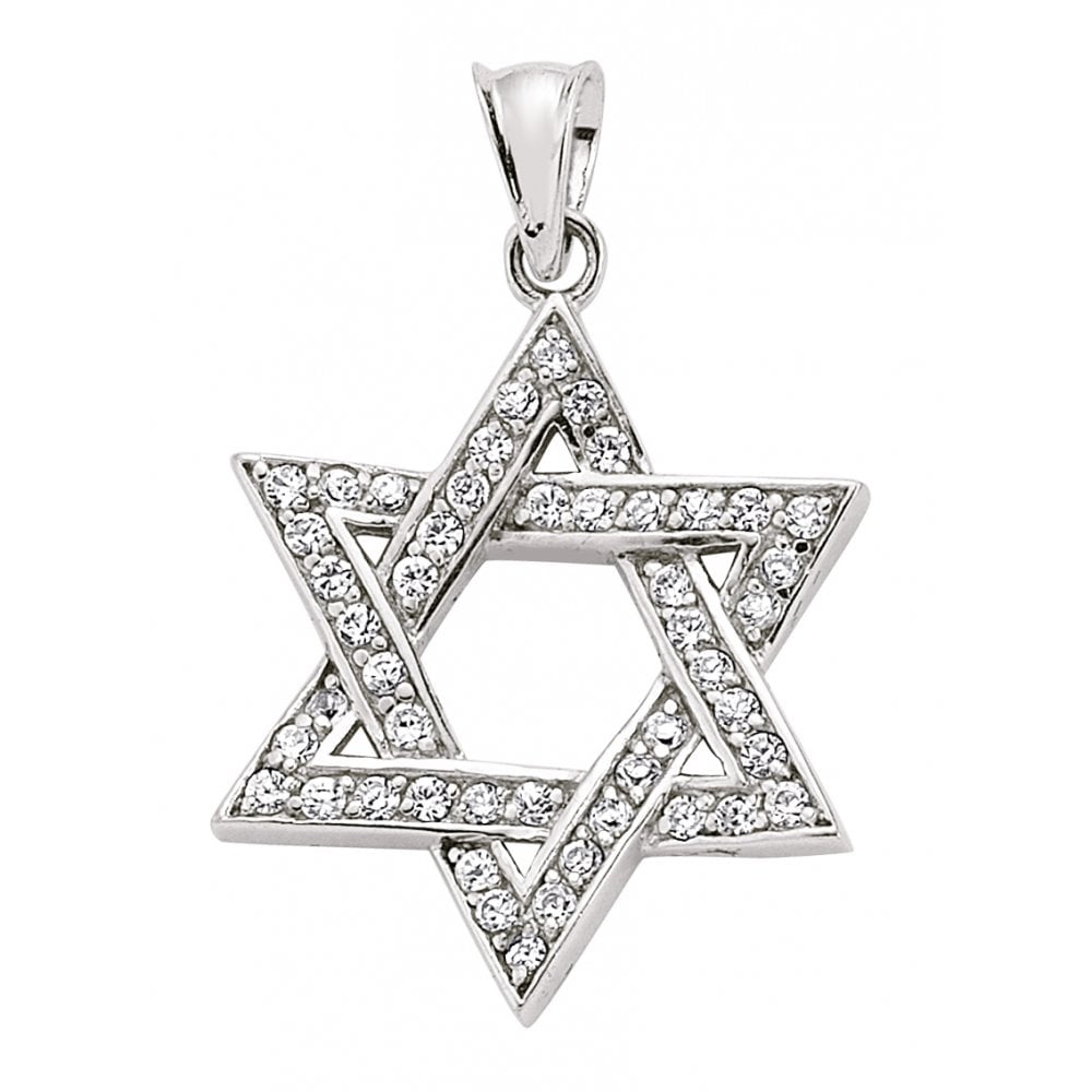 Silver Cubic Zirconia Star Of David Pendant