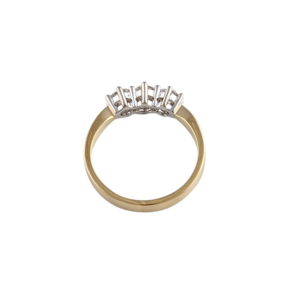 Yellow and White Gold 0.50ct Round Brilliant Diamond Three Stone Ring