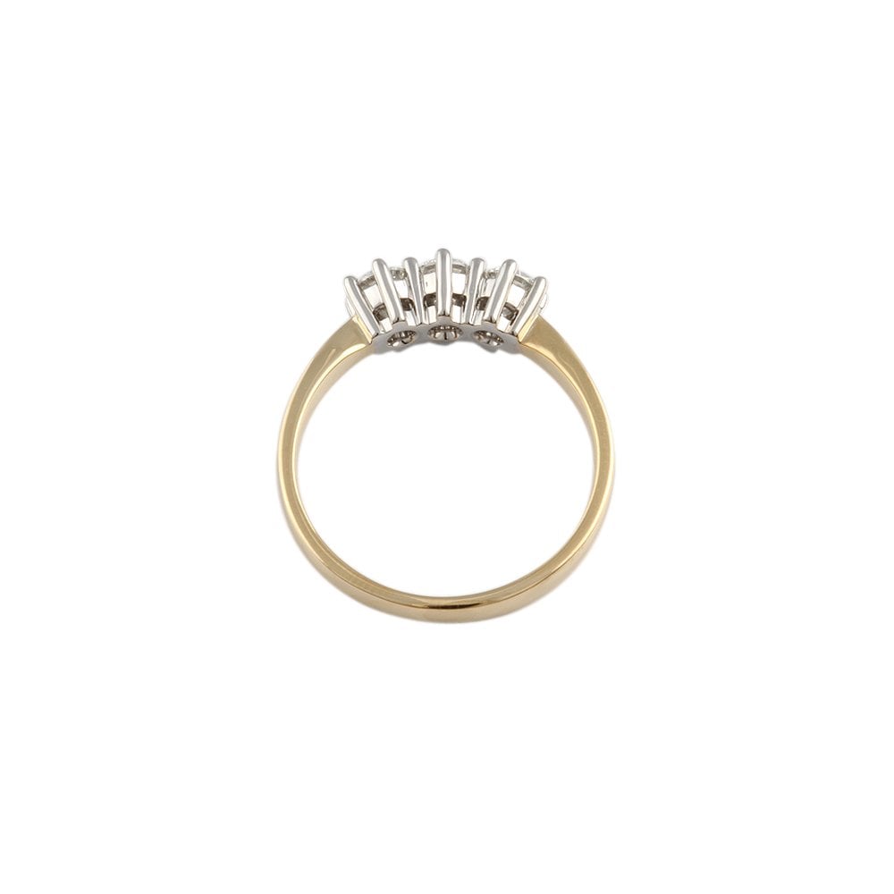 Yellow and White Gold 0.75ct Round Brilliant Diamond Three Stone Ring
