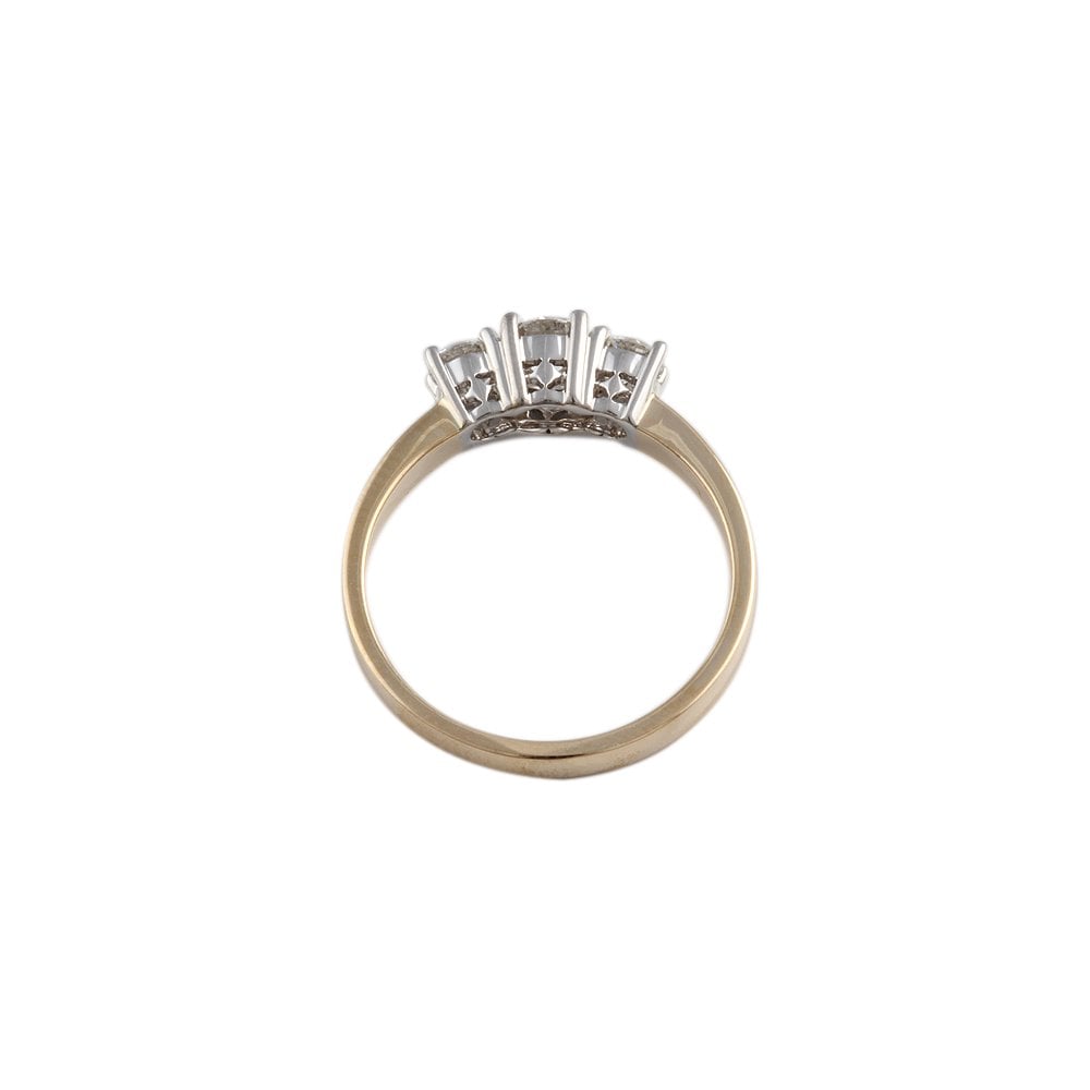 Yellow and White Gold 0.60ct Round Brilliant Diamond Three Stone Ring