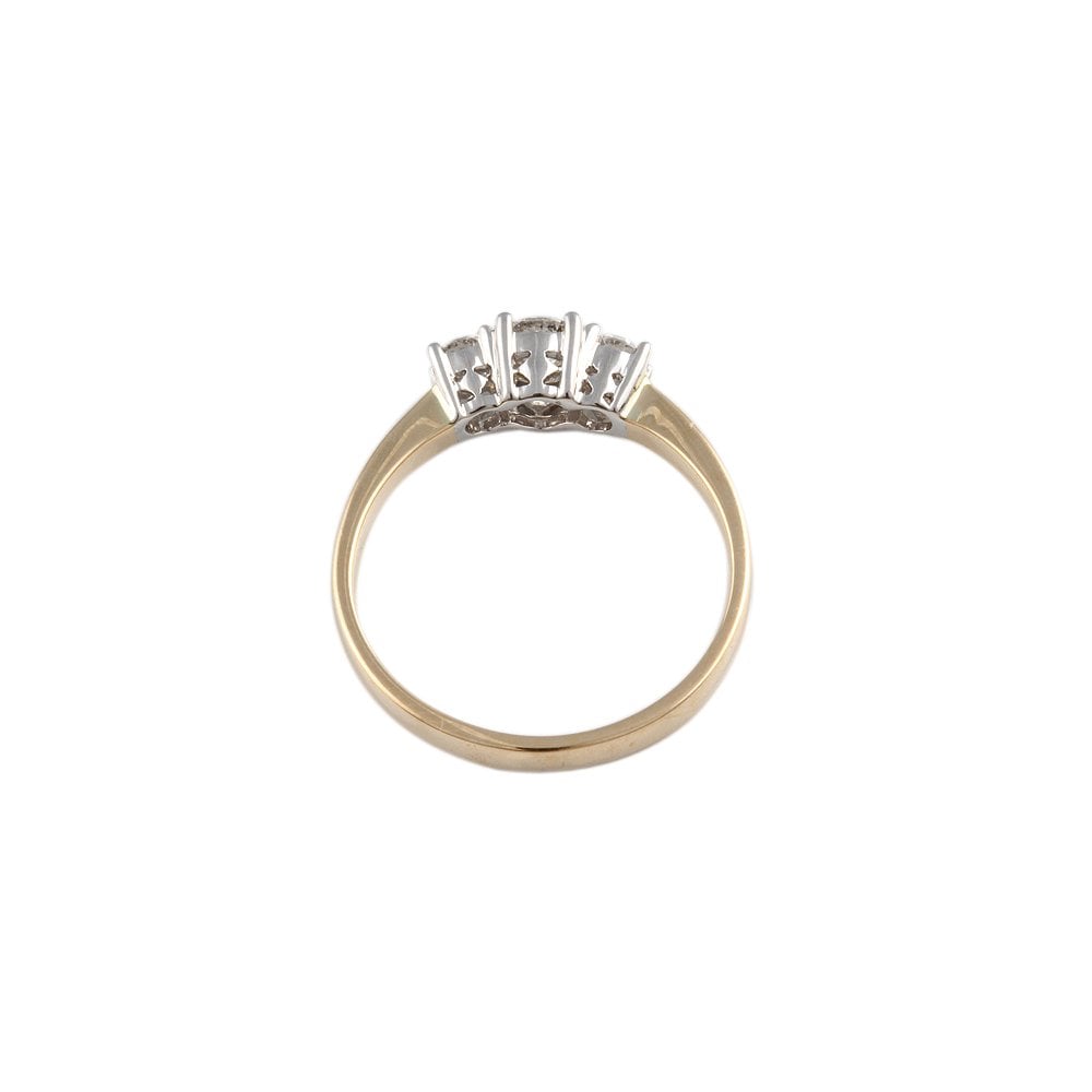 Yellow and White Gold 0.55ct Round Brilliant Diamond Three Stone Ring