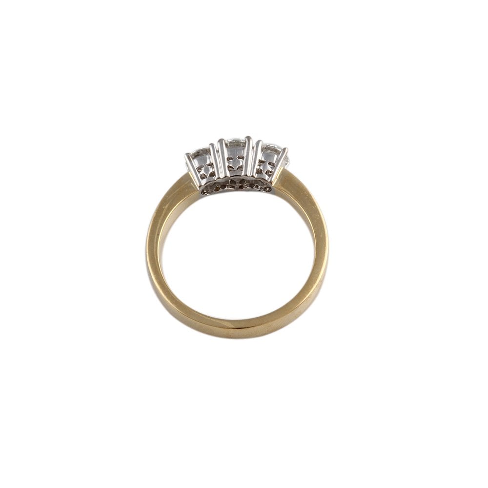 Yellow and White Gold 0.70ct Round Brilliant Diamond Three Stone Ring