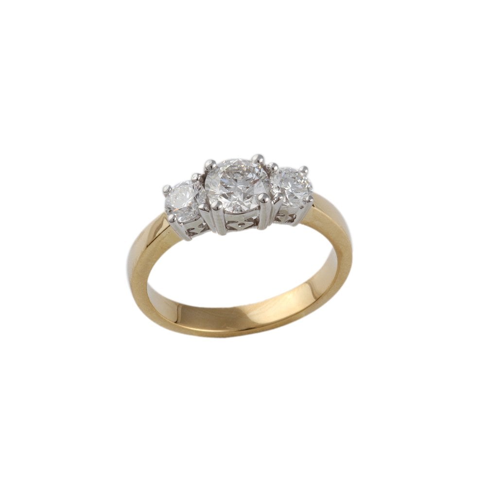 Yellow and White Gold 0.43ct Round Brilliant Diamond Three Stone Ring