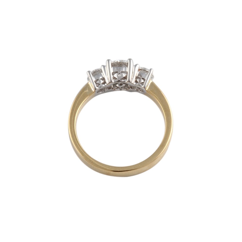Yellow and White Gold 0.43ct Round Brilliant Diamond Three Stone Ring