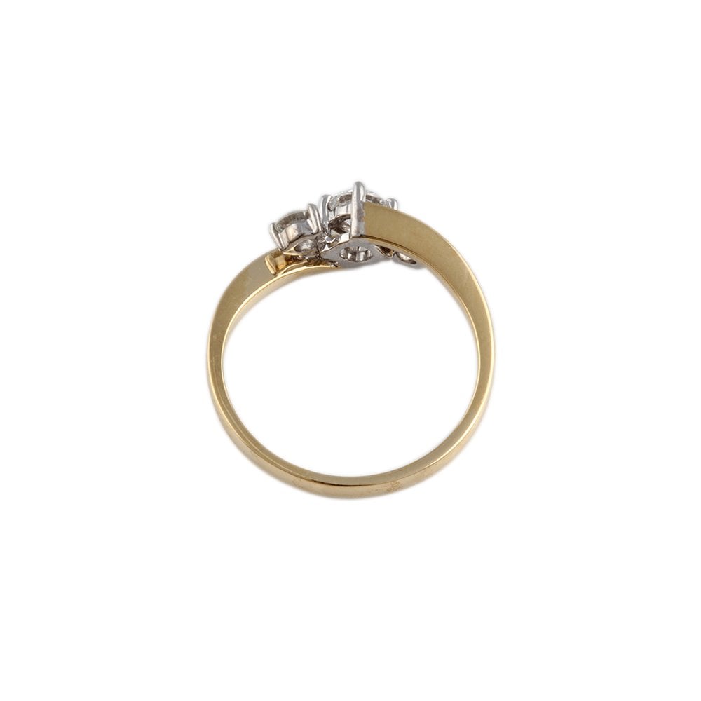 Yellow and White Gold 0.65ct Round Brilliant Diamond Three Stone Ring