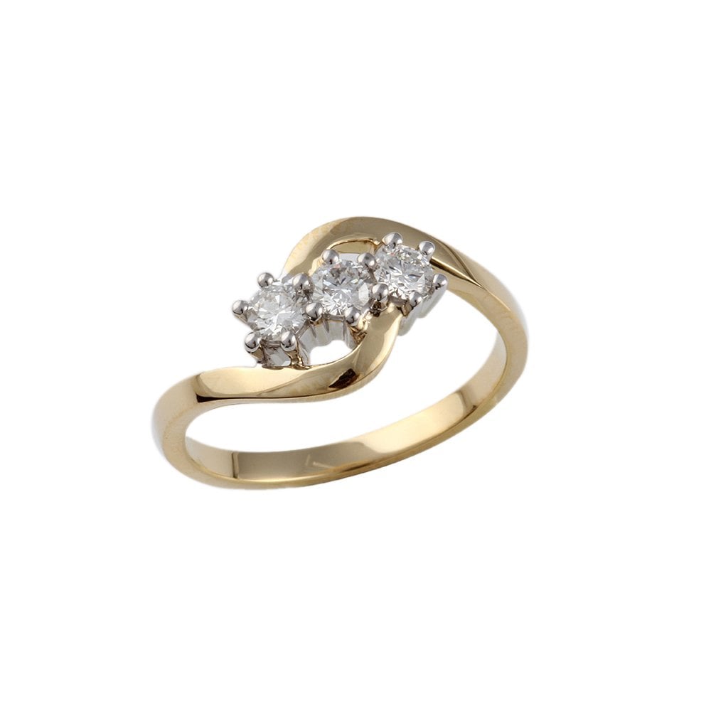 Yellow and White Gold 0.30ct Round Brilliant Diamond Three Stone Ring