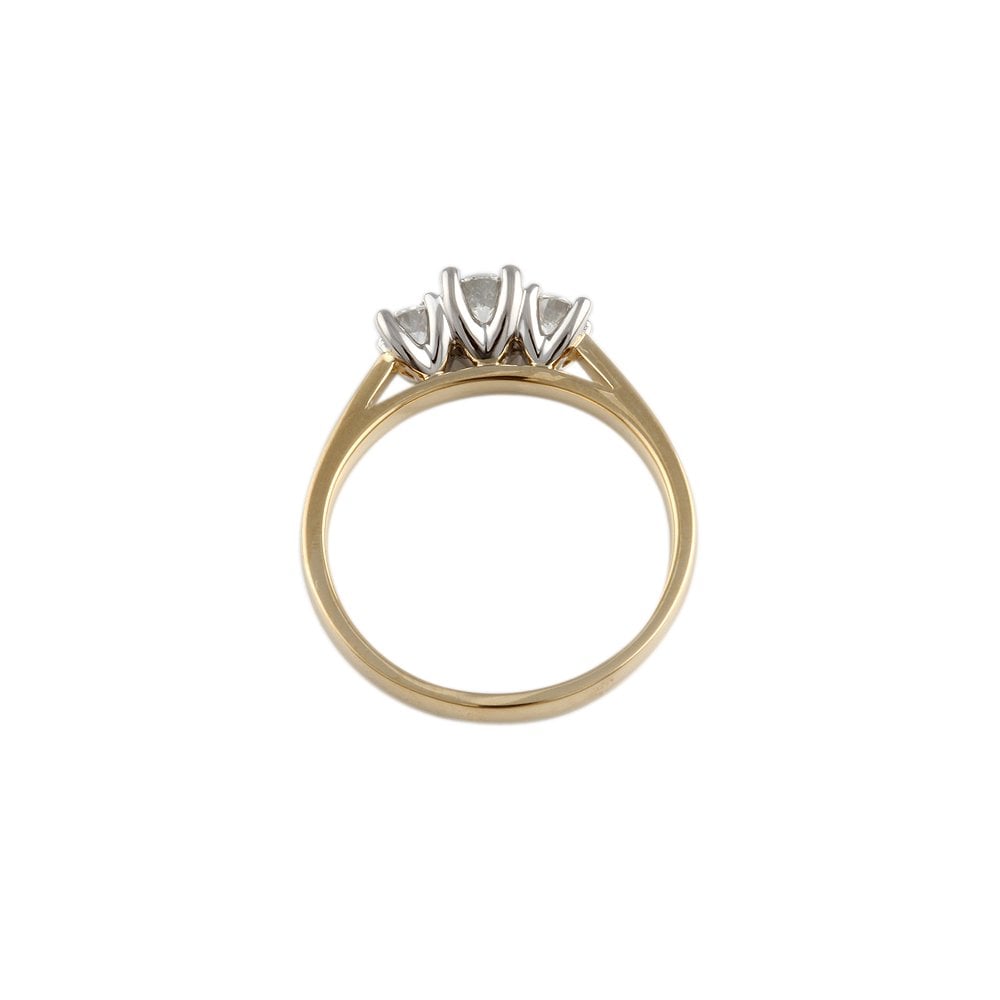 Yellow and White Gold Diamond Three Stone Ring 0.65ct