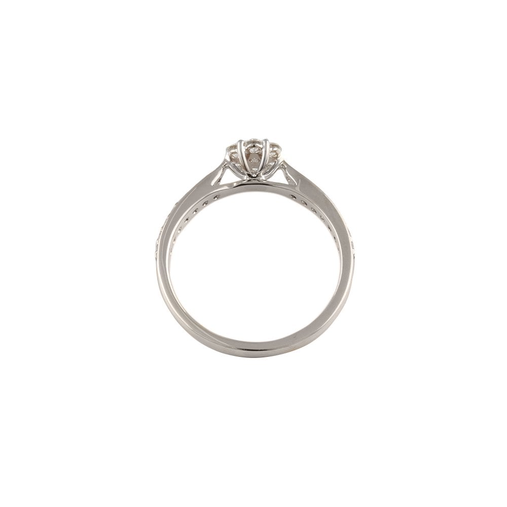 Platinum 0.36ct Round Brilliant Diamond Cluster Ring with Studded Shank