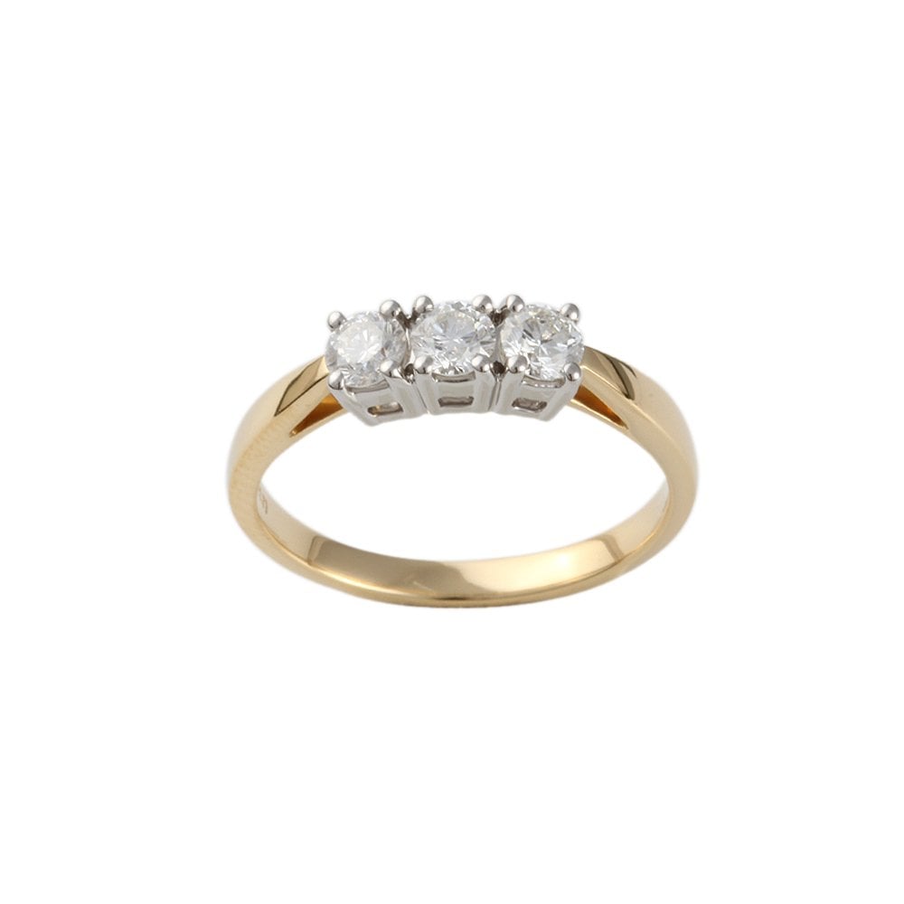 Yellow and White Gold Diamond Three Stone Ring 0.50ct
