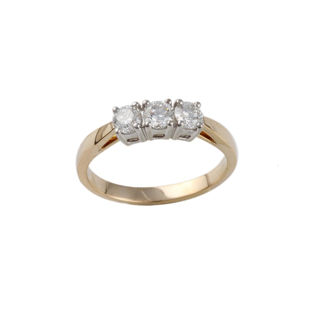 Yellow and White Gold Diamond Three Stone Ring 0.60ct