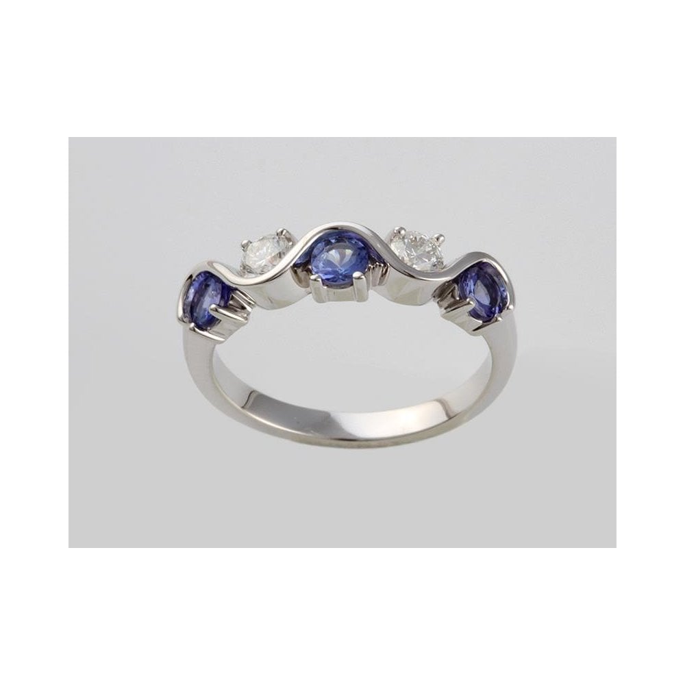 9ct White Gold Tanzanite 0.52ct And Diamond 0.34ct Dress Ring