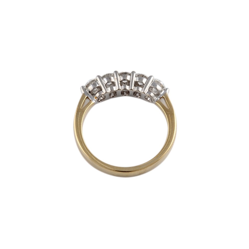 Yellow and White Gold 0.75ct Round Brilliant Diamond Five Stone Half Eternity Ring