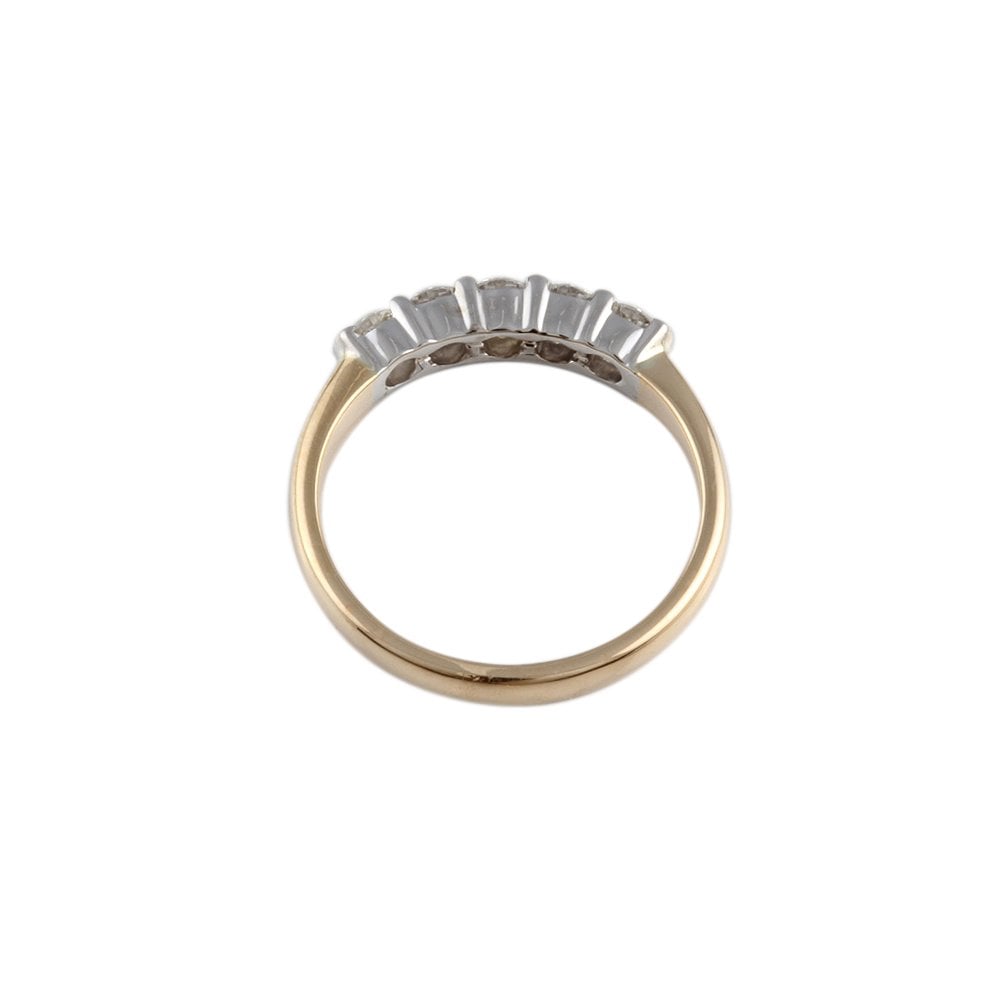 Yellow and White Gold 0.50ct Round Brilliant Diamond Five Stone Half Eternity Ring