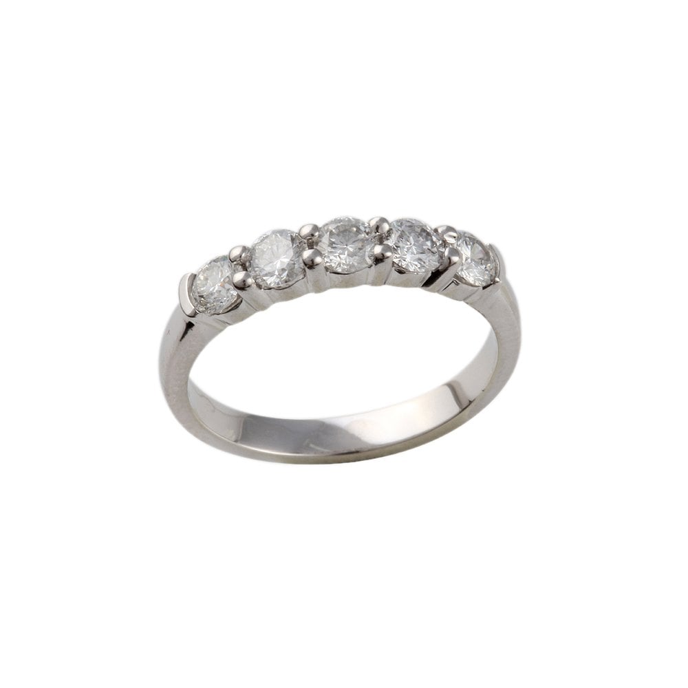 White Gold 0.75ct Round Brilliant Diamond Five Stone Half Eternity Ring