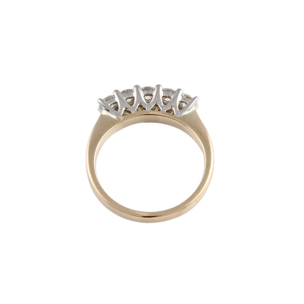 Yellow and White Gold 0.58ct Round Brilliant Diamond Five Stone Half Eternity Ring