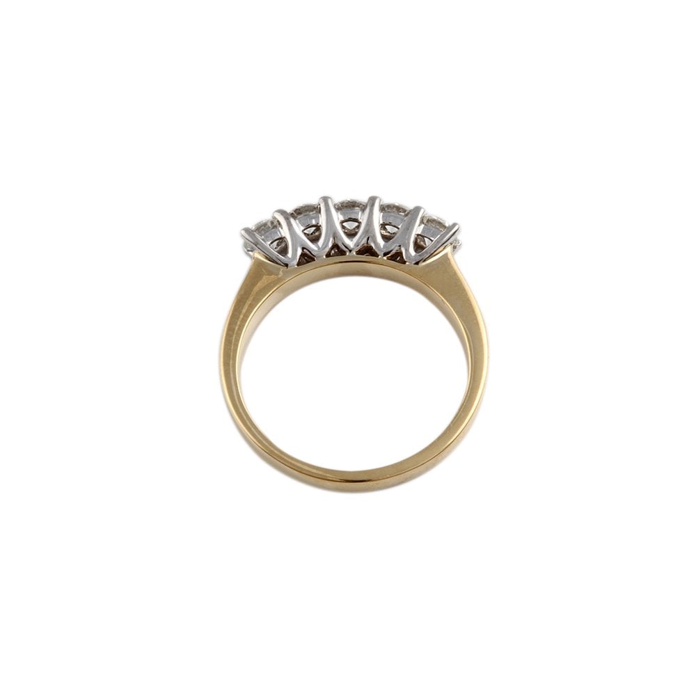 Yellow and White Gold 0.75ct Round Brilliant Diamond Five Stone Half Eternity Ring