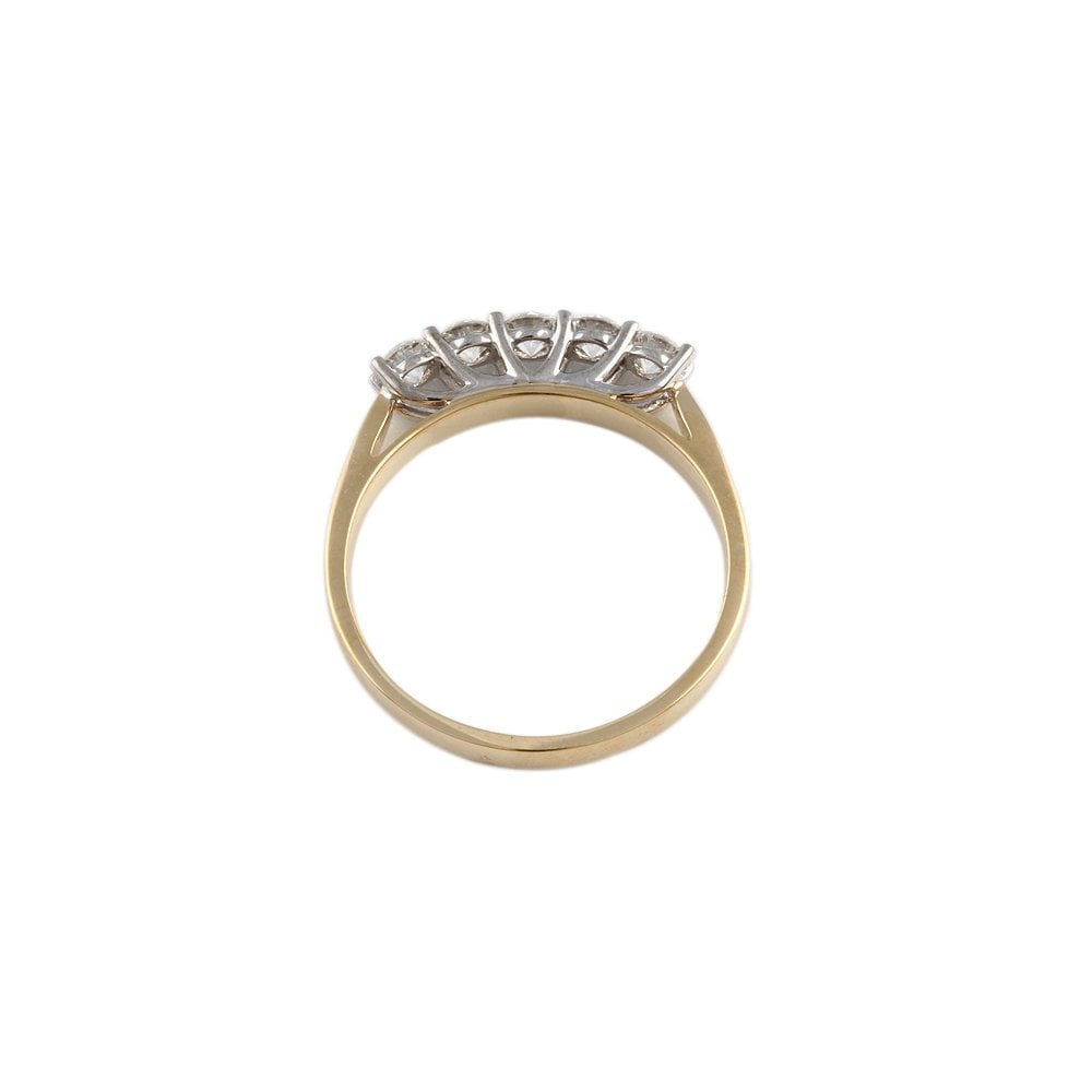 Yellow and White Gold 0.47ct Round Brilliant Diamond Five Stone Half Eternity Ring