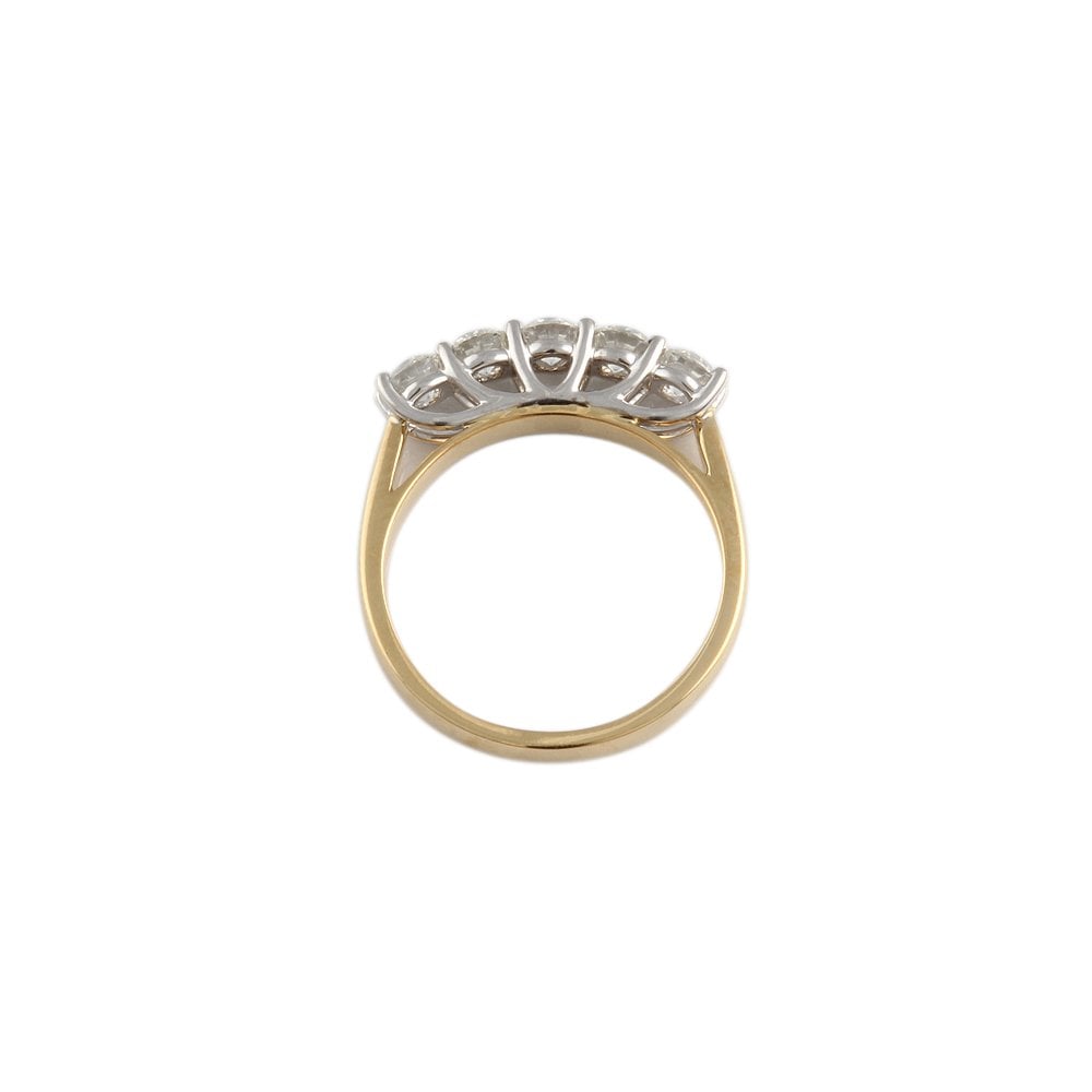 Yellow and White Gold 0.75ct Round Brilliant Diamond Five Stone Half Eternity Ring