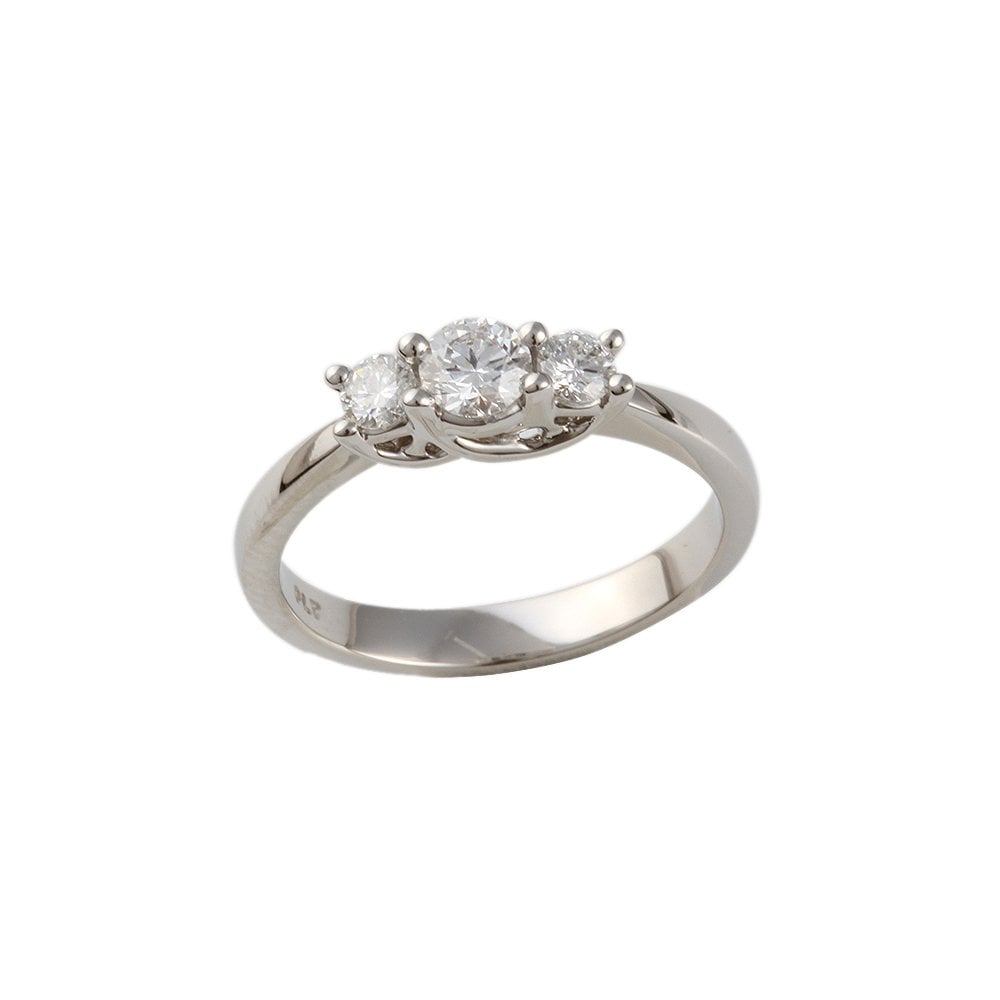 White Gold 0.35ct Round Brilliant Diamond Three Stone Ring