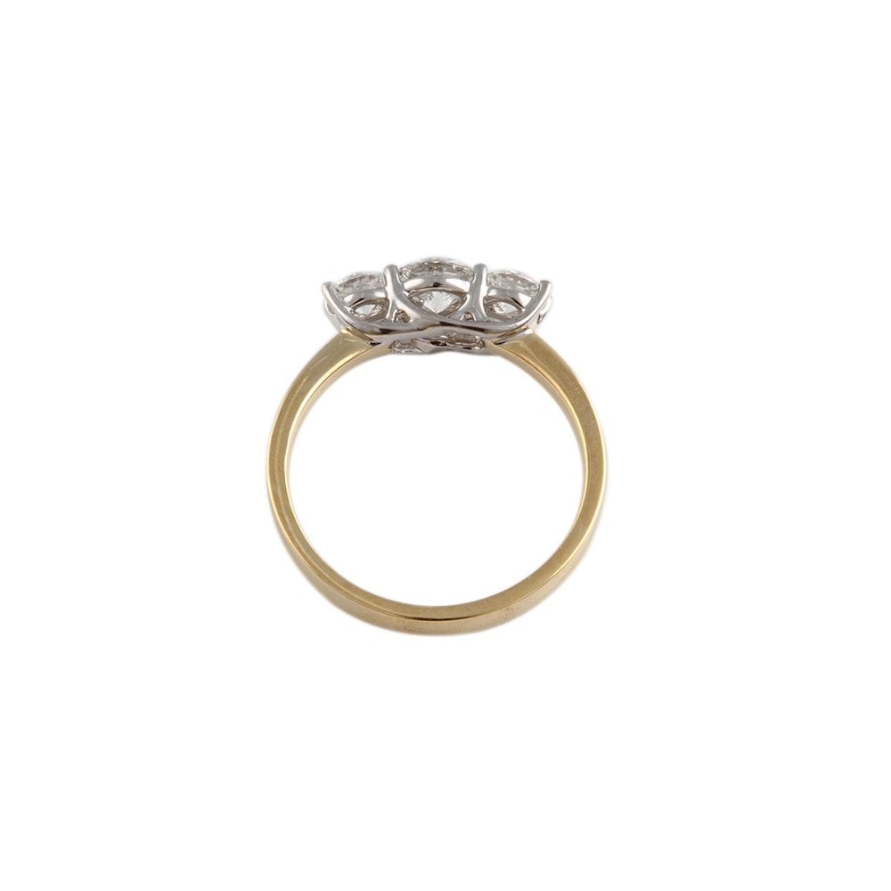 Yellow and White Gold 0.75ct Round Brilliant Diamond Three Stone Ring