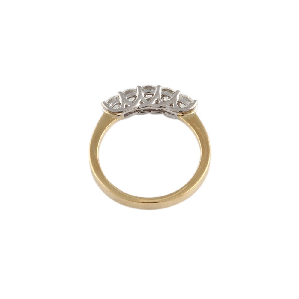 Yellow and White Gold 0.50ct Round Brilliant Diamond Five Stone Half Eternity Ring
