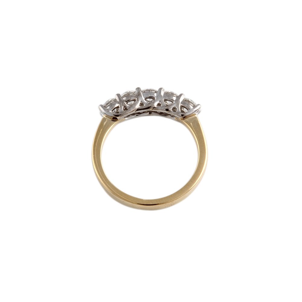 Yellow and White Gold 0.75ct Round Brilliant Diamond Five Stone Half Eternity Ring