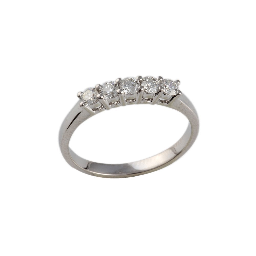 White Gold 0.45ct Round Brilliant Diamond Five Stone Half Eternity Ring
