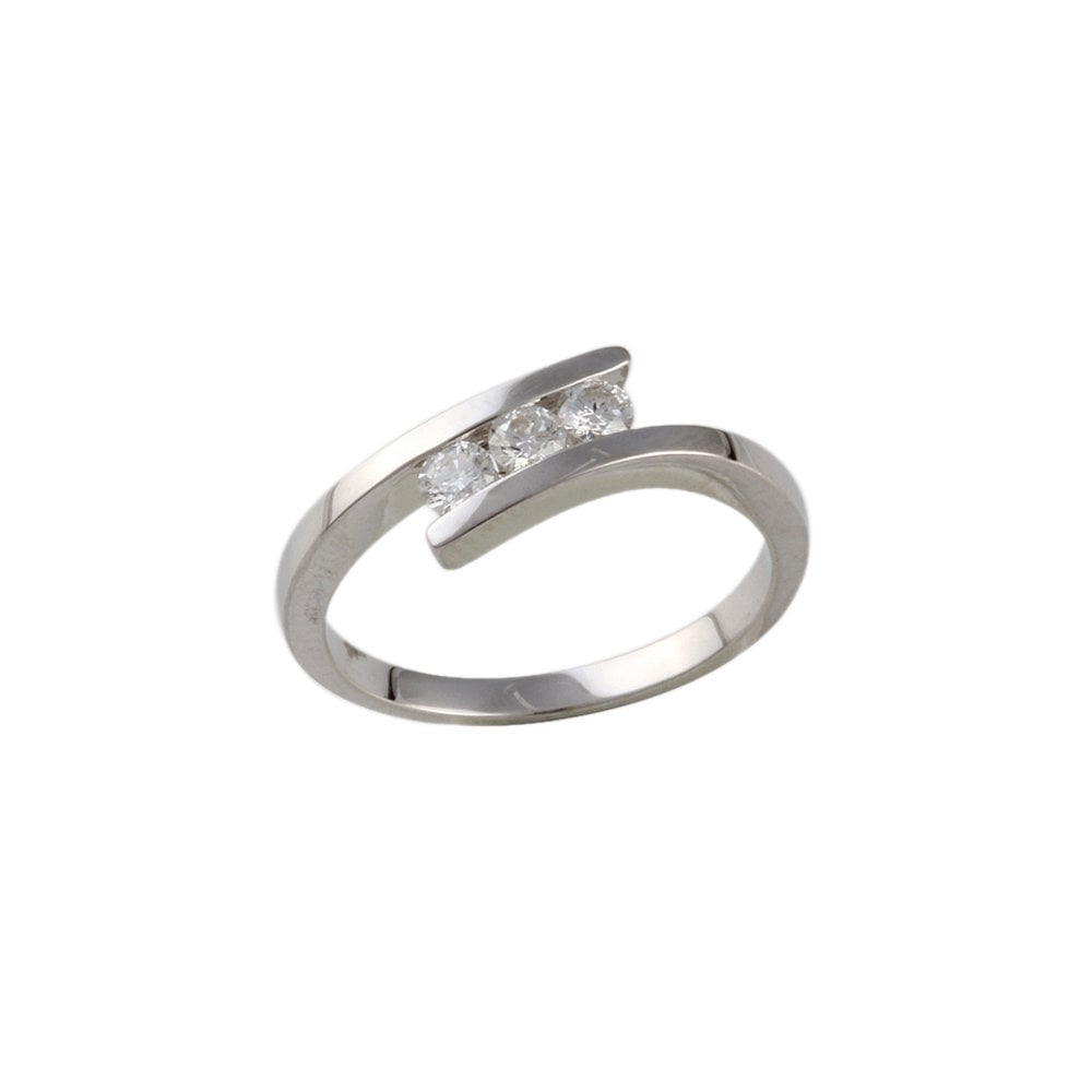 White Gold 0.20ct Round Brilliant Diamond Three Stone Ring