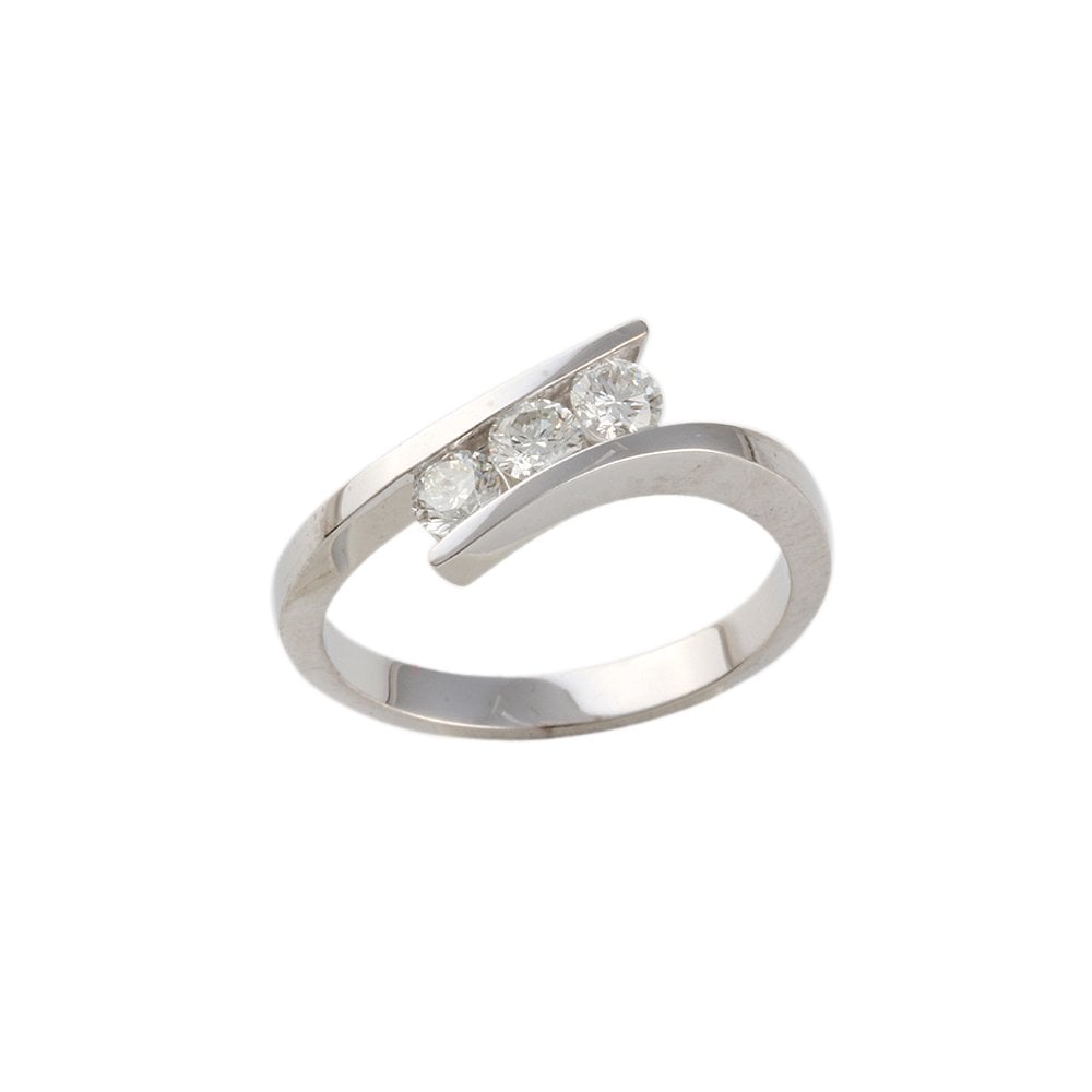 White Gold 0.50ct Round Brilliant Diamond Three Stone Ring
