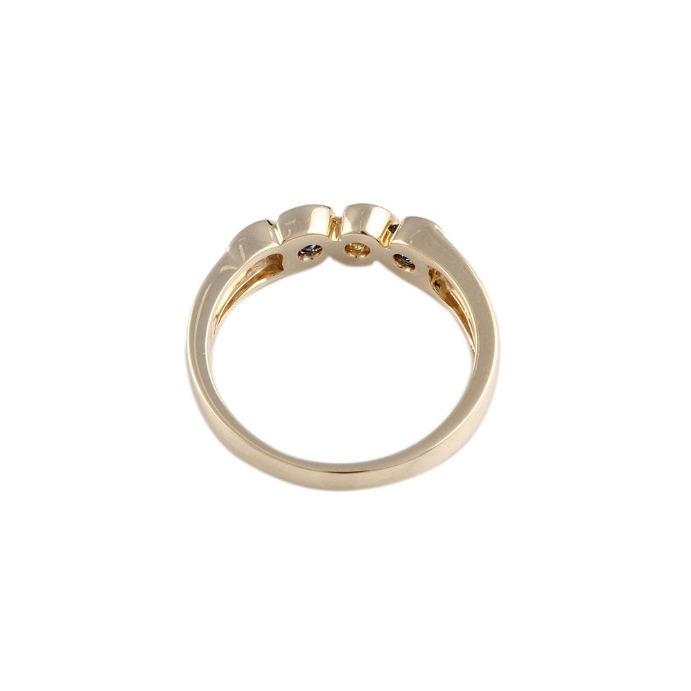 Yellow Gold 0.33ct Round Brilliant Diamond and Blue Sapphire Three Stone Ring