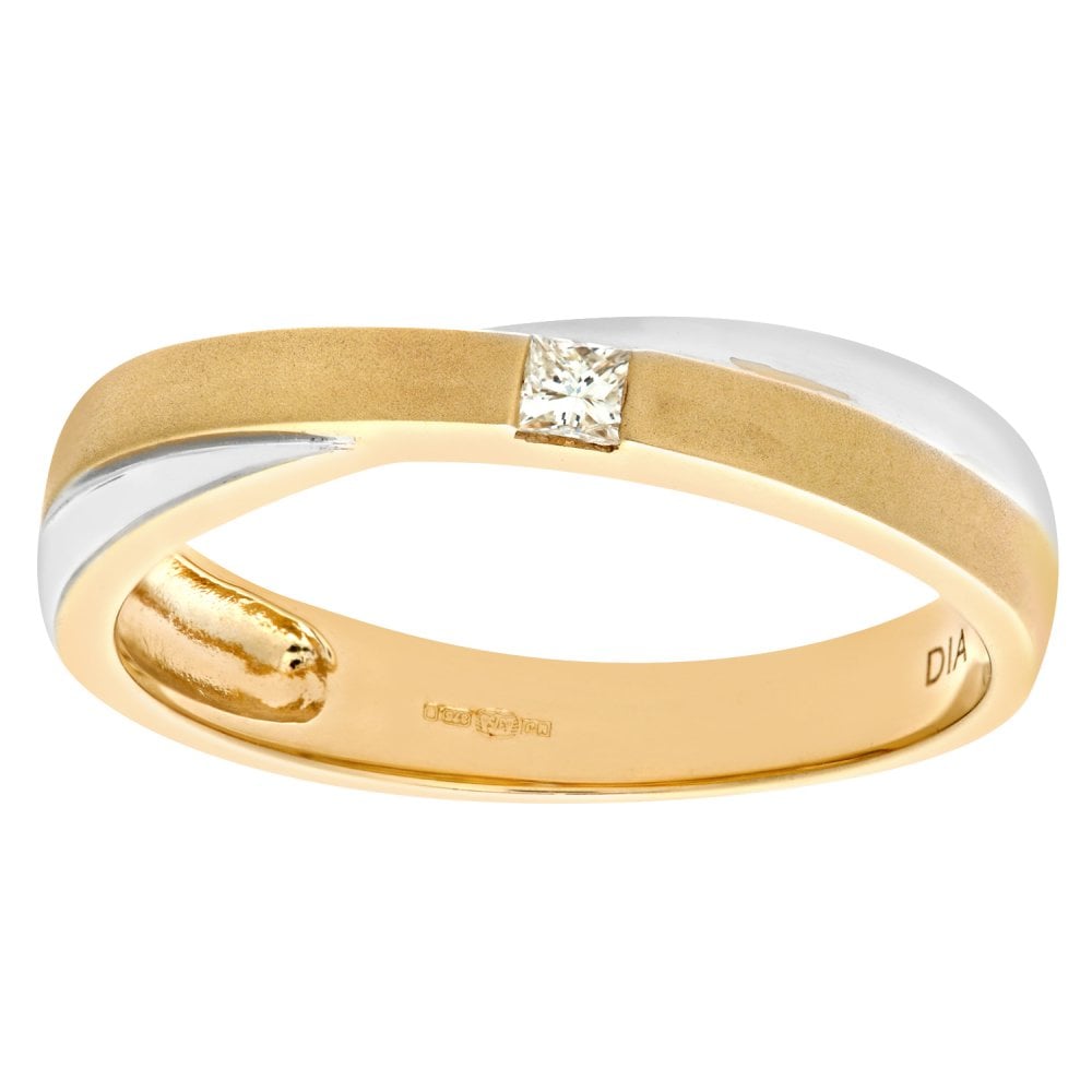 Ladies 9ct Yellow Gold Princess Cut Diamond Crossover Ring