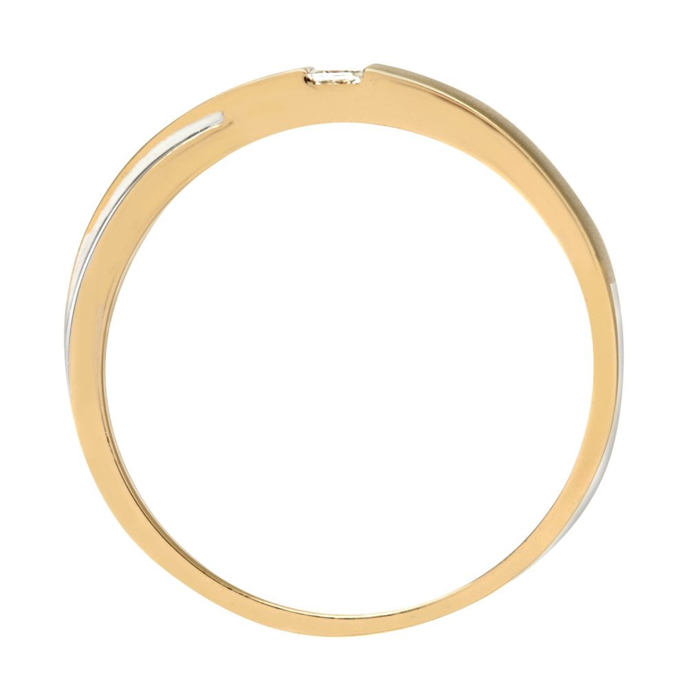 Ladies 9ct Yellow Gold Princess Cut Diamond Crossover Ring