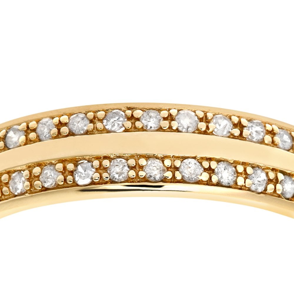 SPARKLD 9ct Yellow Gold 0.20ct Diamond Double Row Pave Set Eternity Ring