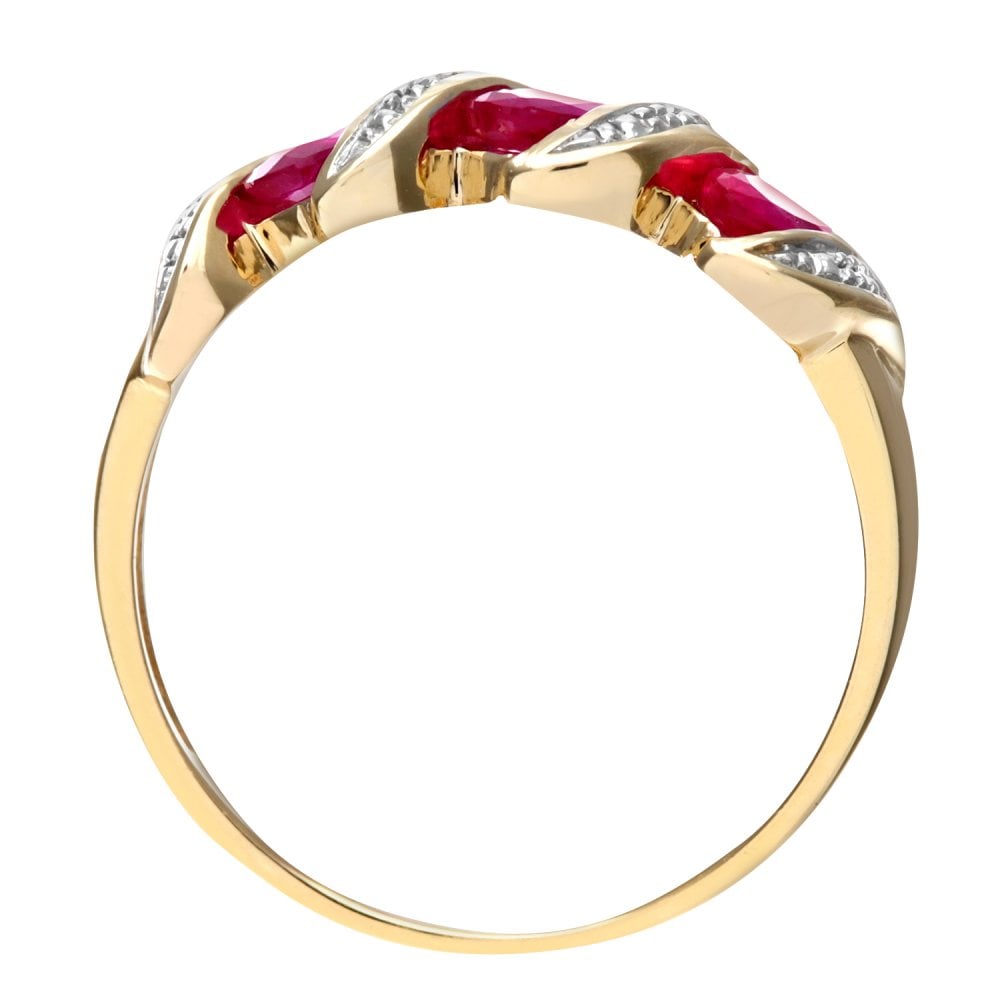 SPARKLD 9ct Yellow Gold Diamond and Ruby Eternity Ladies Ring