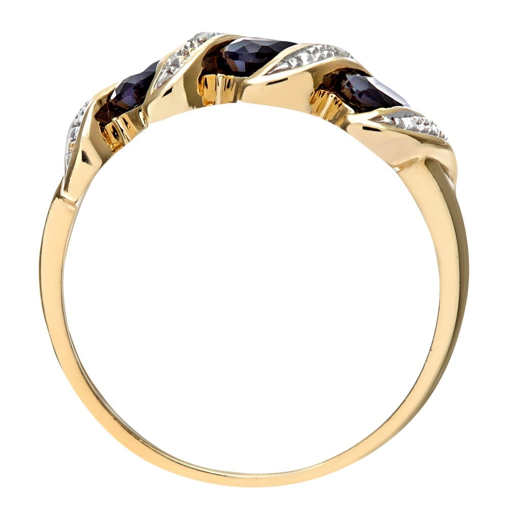 SPARKLD 9ct Yellow Gold Diamond and Sapphire Eternity Ladies Rng