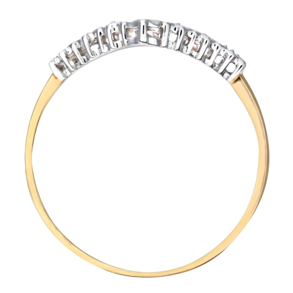 SPARKLD Ladies 9ct Yellow Gold Illusion Set Diamond Wishbone Ring