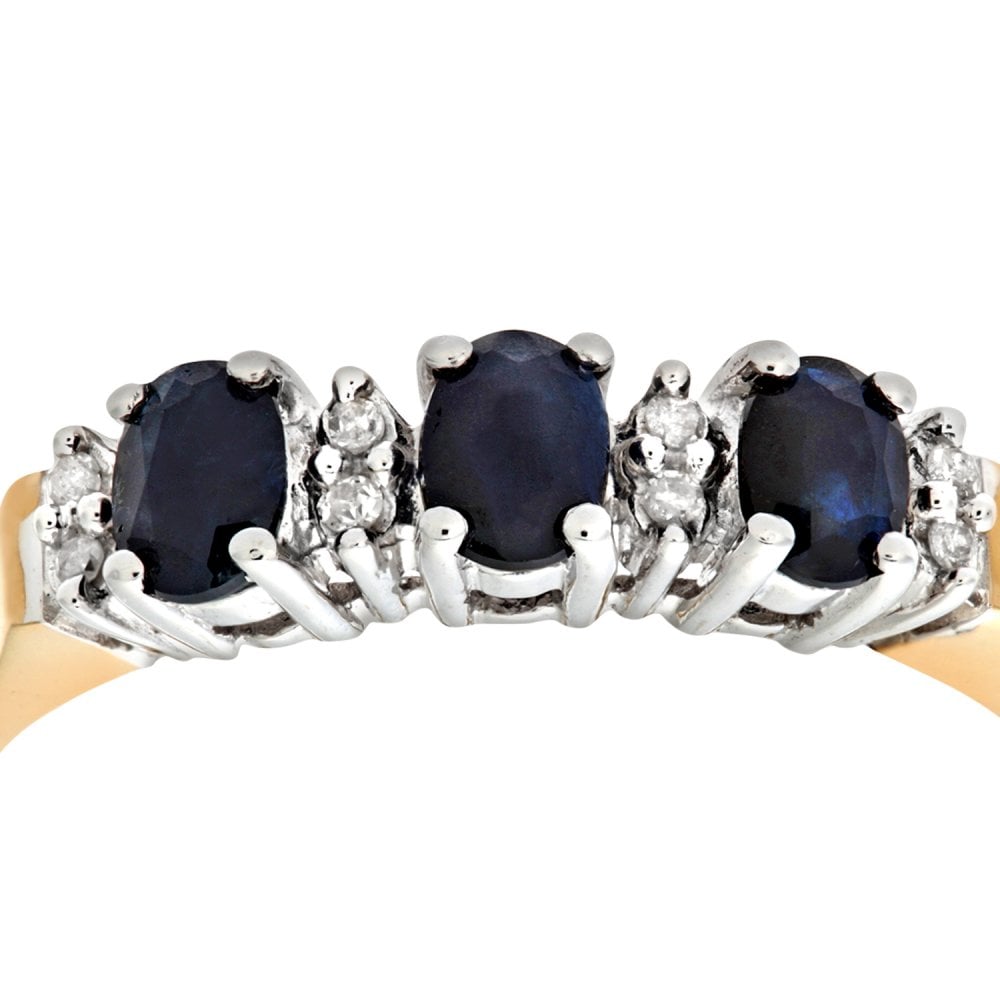 SPARKLD 9ct Yellow Gold Diamond and Sapphire Eternity Ladies Ring
