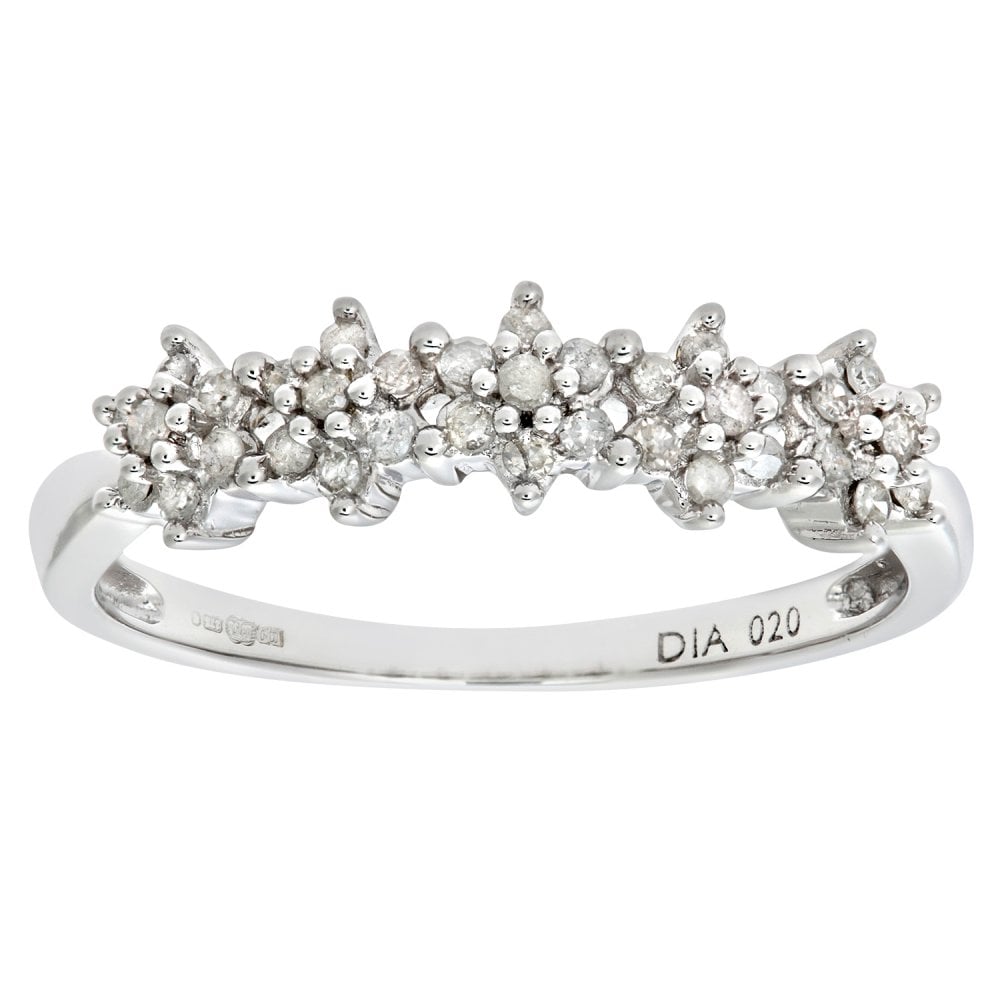 SPARKLD 9ct White Gold Diamond Eternity Ring, 0.20ct Diamond