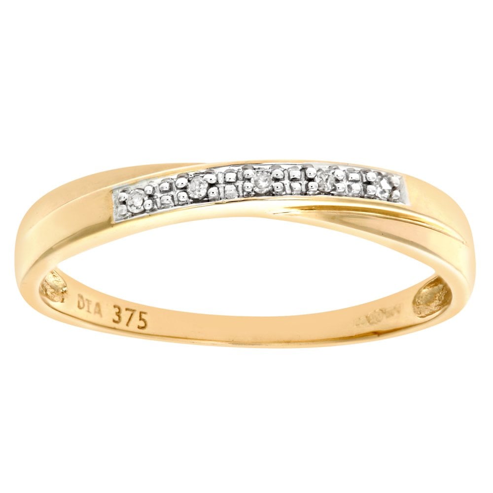 SPARKLD 9ct Yellow Gold Diamond Wedding Band