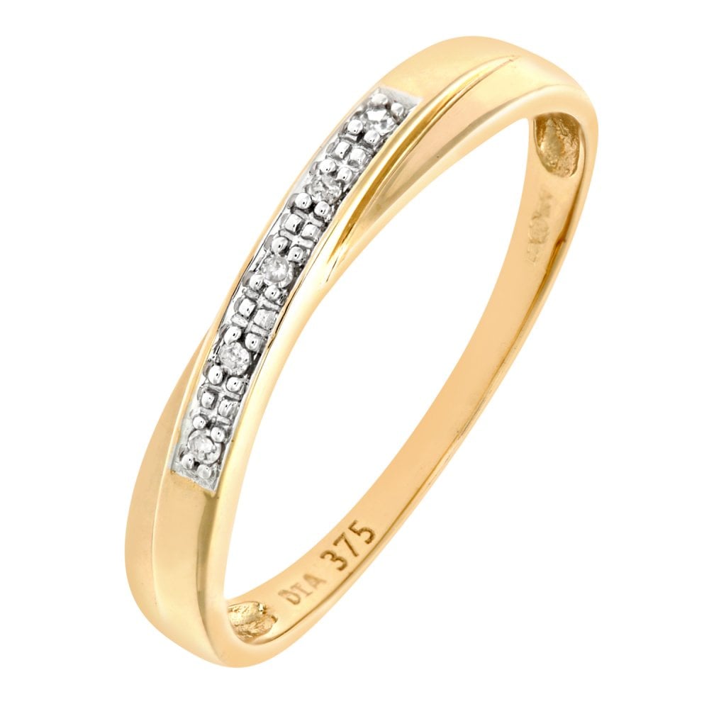 SPARKLD 9ct Yellow Gold Diamond Wedding Band