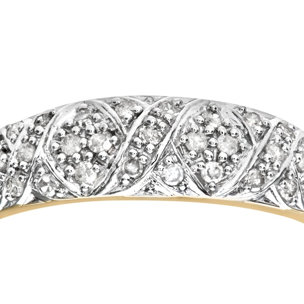 SPARKLD 9ct Yellow Gold 0.20ct Diamond Kiss Ring