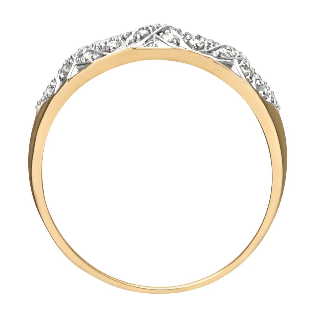 SPARKLD 9ct Yellow Gold 0.20ct Diamond Kiss Ring