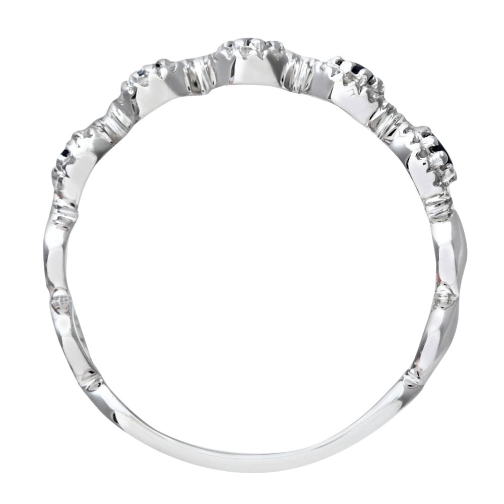 SPARKLD 9ct White Gold Diamond and Sapphire Eternity Ladies Ring
