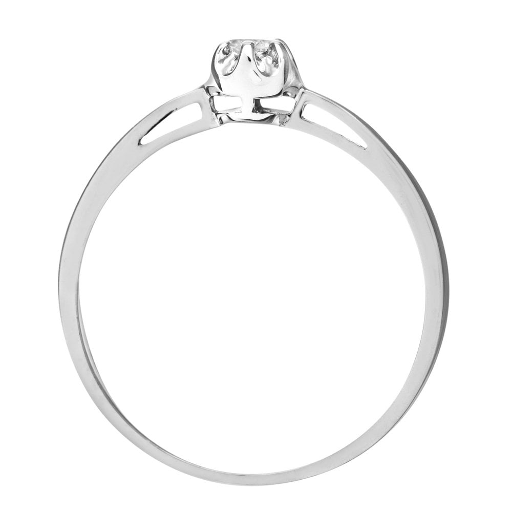 SPARKLD Women's 9ct White Gold Illusion set Diamond Solitare Ring