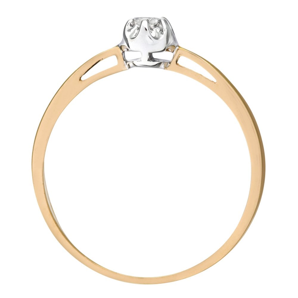 SPARKLD Women's 9ct Yellow Gold Illusion set Diamond Solitare Ring