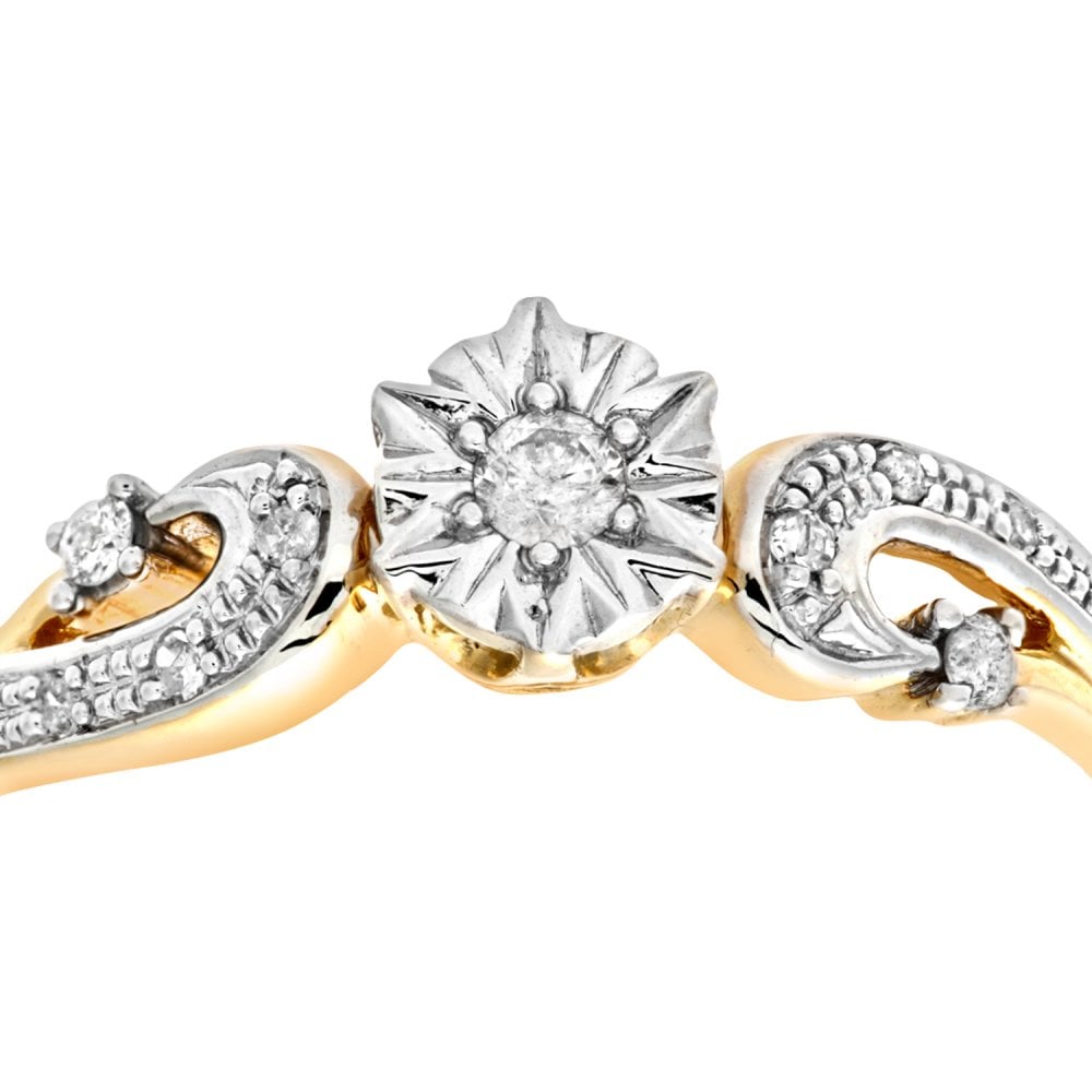 SPARKLD Women's 9 ct Yellow Gold Diamond Accent Ring