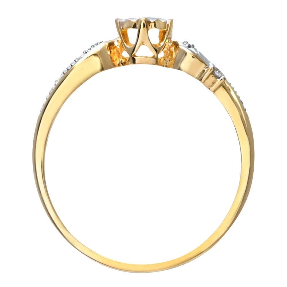 SPARKLD Women's 9 ct Yellow Gold Diamond Accent Ring